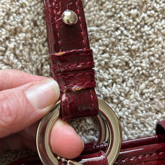 M.C. GENUINE LEATHER RED HANDBAG PURSE SHOULDER FAUX CROC SNAKE - Picture 12 of 12